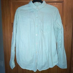 Teal Striped Relaxed Fit Button Down